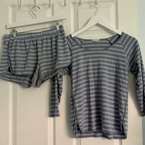 Lake Pajamas: Striped Blue Gray Sleepwear Set